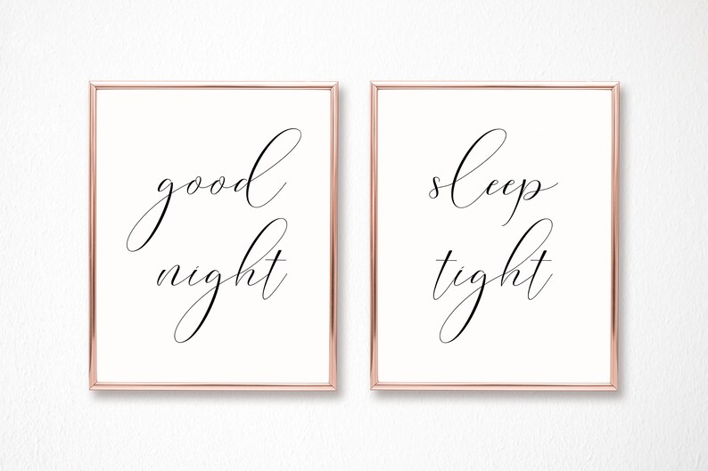 Good Night Sleep Tight Print Set, Set Of 2 Prints, Nursery Wall Art, Bedroom Prints, Minimalist Digital Instant Download Printable Wall Art image 4