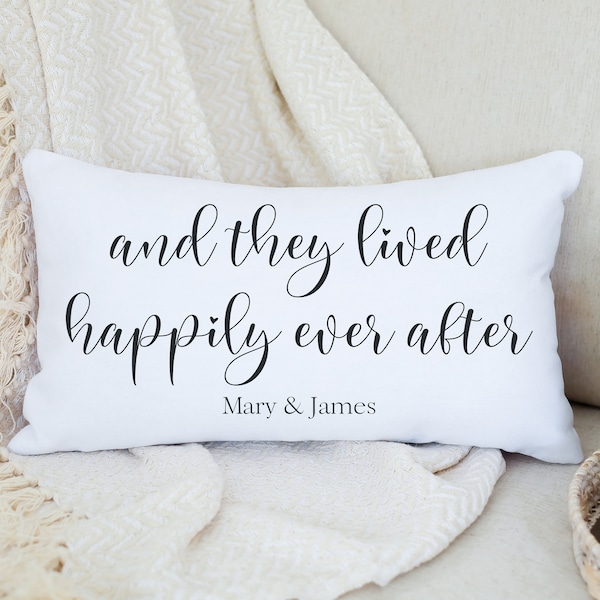 And They Lived Happily Ever After Pillow, Custom Couple Names Pillow, Personalized Couple Pillow