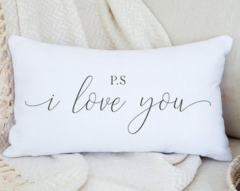 P.S I Love You Pillow, Couple Pillow, Decorative Pillow