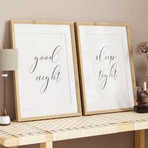 Good Night Sleep Tight Print Set, Set Of 2 Prints, Nursery Wall Art, Bedroom Prints, Minimalist Digital Instant Download Printable Wall Art image 3