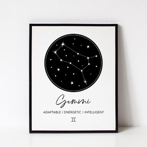 Gemini Constellation Art Printable, Astrology Wall Art, Gemini ...