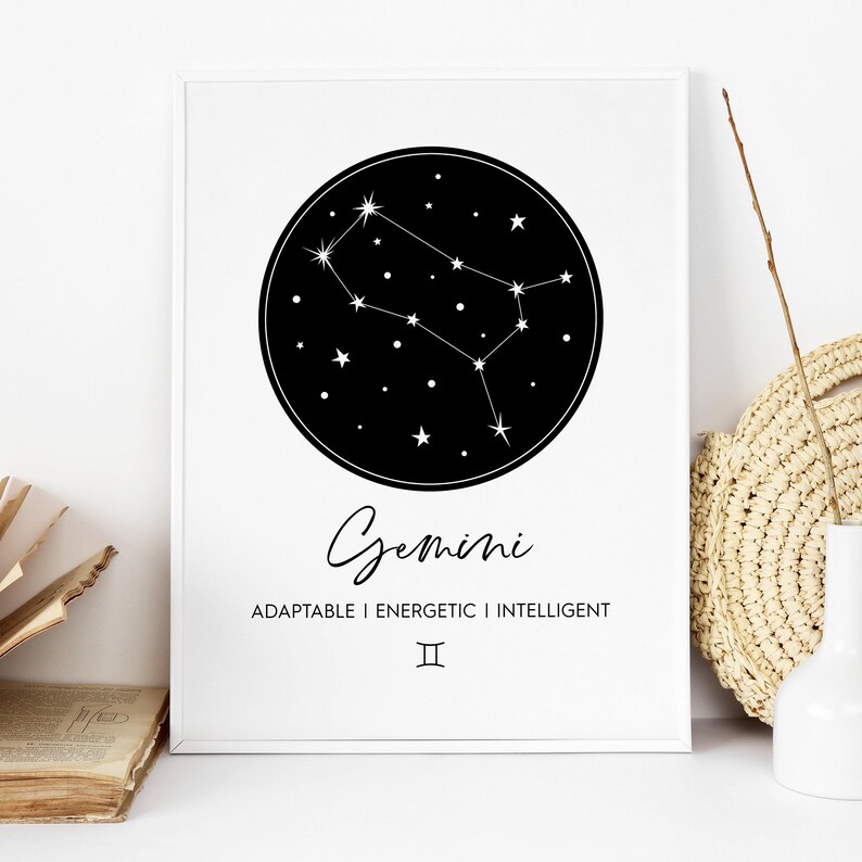 Gemini Constellation Art Printable, Astrology Wall Art, Gemini ...