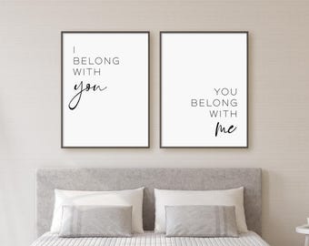 Io appartengo a te, tu appartieni a me, Set di stampe, Set di 2 stampe, Arte murale romantica, Stampa digitale minimalista a download immediato