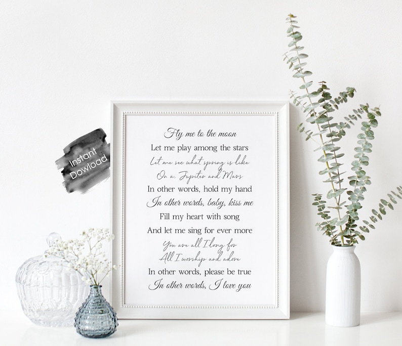 Frank Sinatra Fly Me To The Moon Song Lyrics Etsy