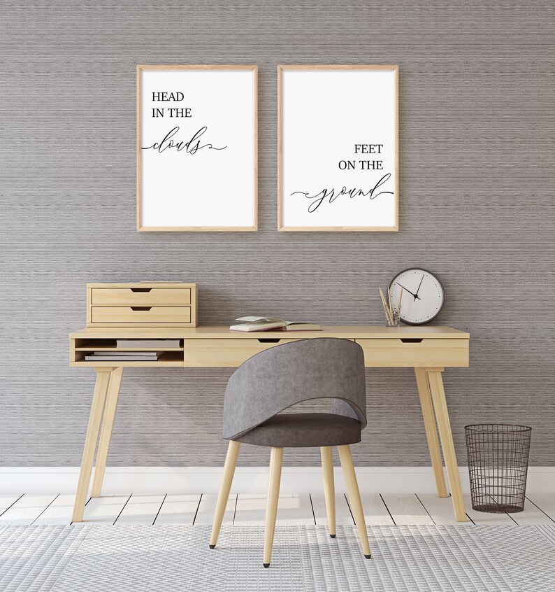 Head in the Clouds Feet on the Ground Print Set of 2 Wall Etsy