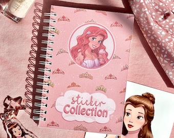 Sticker Collection Notebook with Princess Crowns Artwork in Pink size A6 and with Reusable Sticker Sheets