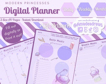 Modern Mermaid Princess Daily/ Weekly/ Monthly Planner/Digital/Instant Download