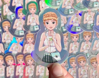 Queen Modern Princess Holographic Sticker | Hydroflask Sticker | Laptop Sticker | Phone Sticker | Small Gift | Kids Gift |Glitter