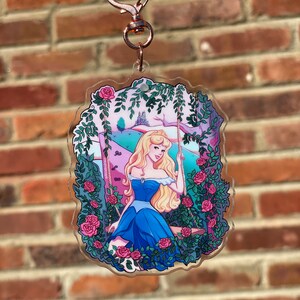 Sleeping Princess Pink Sparkle Liquid Shaker Keychain Disney Fan Small Gift Kids Gift Disney Art image 2