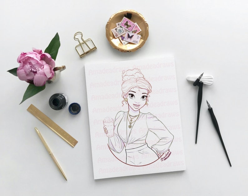 Modern Princesses Coloring Book Volume 2/Digital/Instant Download image 3