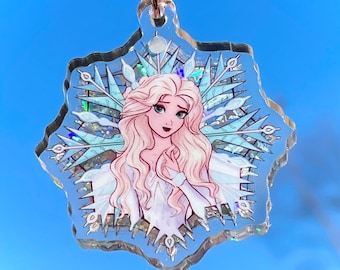 Frozen Ice Princess Silver Star Liquid Shaker Keychain |  Disney Sisters | Small Gift | Kids Gift | Disney Art