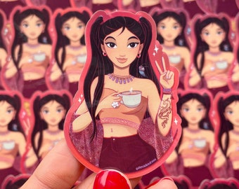 Warrior Princess Holographic Sticker: Waterproof Laptop Decal