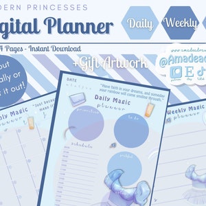 Modern Glass Slipper Princess Daily/ Weekly/ Monthly Planner/Digital/Instant Download