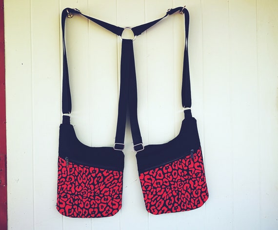 Leopard Leopard fabric carbags 2 zippered pockets Holsterbags Pistoleras. More colors to choose from