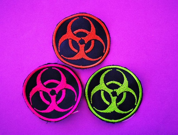 Biohazard Embroidered Patch. Thread color to choose. Size 2 options 5 or 10 cm.