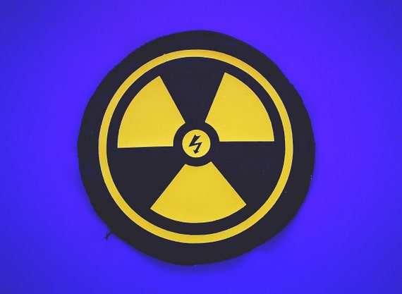 New Biological Danger design! Yellow Print. Textile Ecological Vinyl Patches. Trimmed edges (non-fraying)