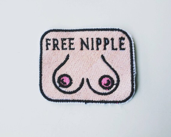 Free nipple embroidered feminist patch size 6x5cm approximately