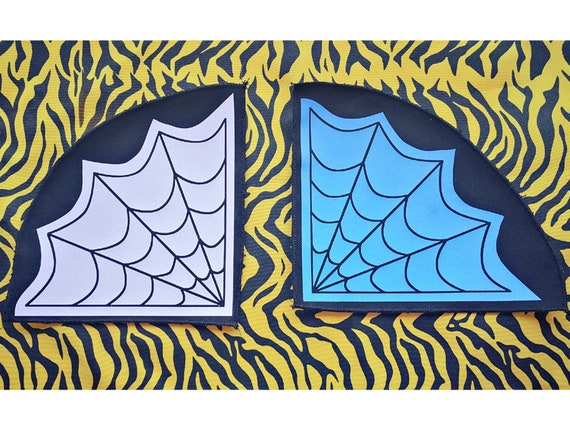 New Design! Cobwebs Color: White, Red or Sky Blue. Eco-Vinyl Textile Patches. Remeshed Edges (not fraying)