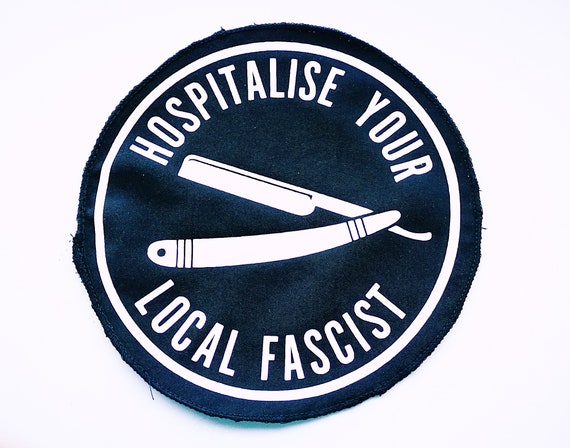 Patch Vinyl Ecological Textile Hospitalise Your Local fascist approximate size 14cm. Edges remeshed