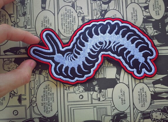 Embroidered Patch Escolopendra Large Size 15x8 cm Approximate. Red or black border