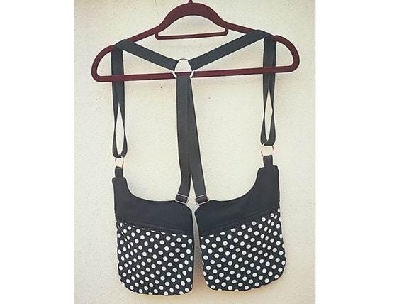 Cartuchers pistol slam Handcrafted print of polka dots black and white holsterbag 2 pockets