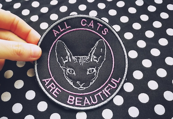 Parches Bordados en hilo (color de las letras a elegir) All cats are beautiful. Sphynx Cat