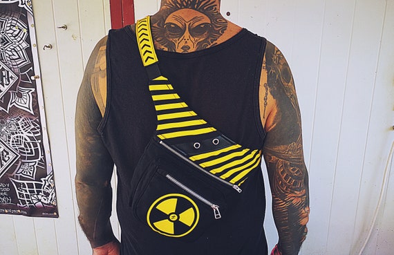 Waist strap or crossbody bag. Handmade printed fabrics. 100% handmade. Biohazard Design