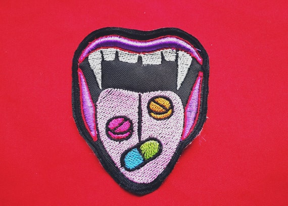 Embroidered Patches on yarn. Vampire. Approximate Size 9 cm