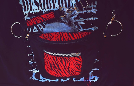 2-pocket pocket bag. Handcrafted print. Zebra to choose: red, fuchsia, white, green, blue or yellow