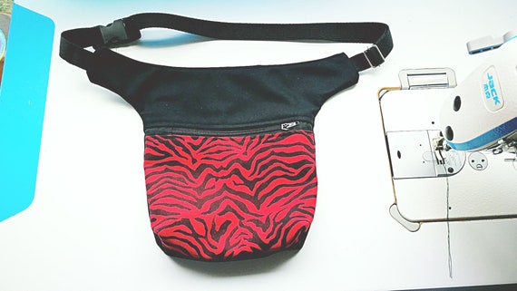 Waist bag or zebra bag or red leopard, white pink or blue yellow. 2 pockets