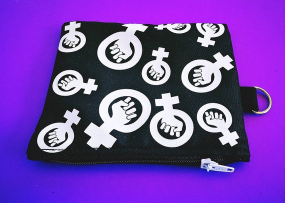 Mini wallets / bag. Stamped feminist symbol. Various colors to choose from. 100% handmade.