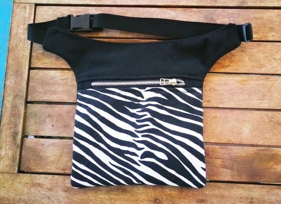 Flat Pouch Zebra Animal Print bag hip bag bumbag Bag 2 pockets