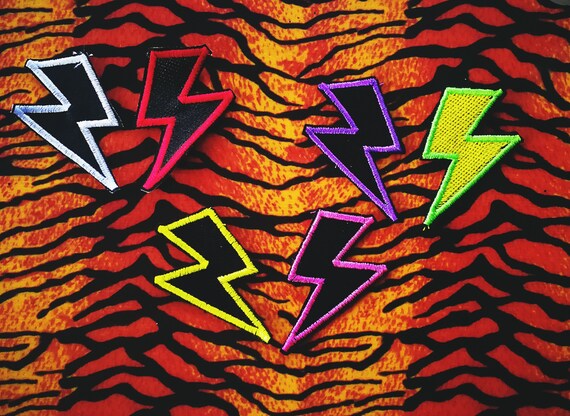 Embroidered Patch Lightning.Color to choose. Size approx 7x4 cm.