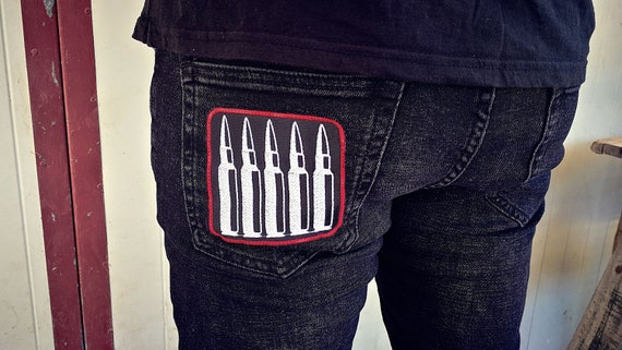 Patch Embroidered Bullets. Color of the border to choose. Size 10 cm