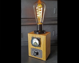 Vintage industriële deco steampunk lamp led edison hout en metaal