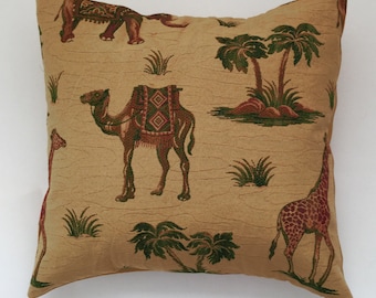 Animal Print Pillow, Camel pillow cover, Elephant Pillow, Giraffe pillow Jungle print, Palm trees throw Pillow, Safari animal print, 18x18