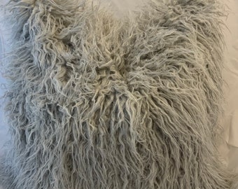 Funda de almohada de piel gris, funda de almohada decorativa de piel gris mongola, almohadas decorativas de piel gris, funda de almohada de piel sintética gris