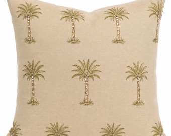 Linen pillow cover, Palm tree linen pillow, Rhinestone pillow, Palm tree pillow cover, Yellow pillow cover, Palm tree accent pillow, Linen