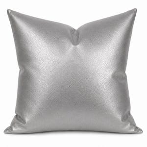 Örngott i silverimitationsläder, kudde i metallisk imitationsläder, dekorativ kudde för soffan, silverfärgad prydnadskuddeHeminredning