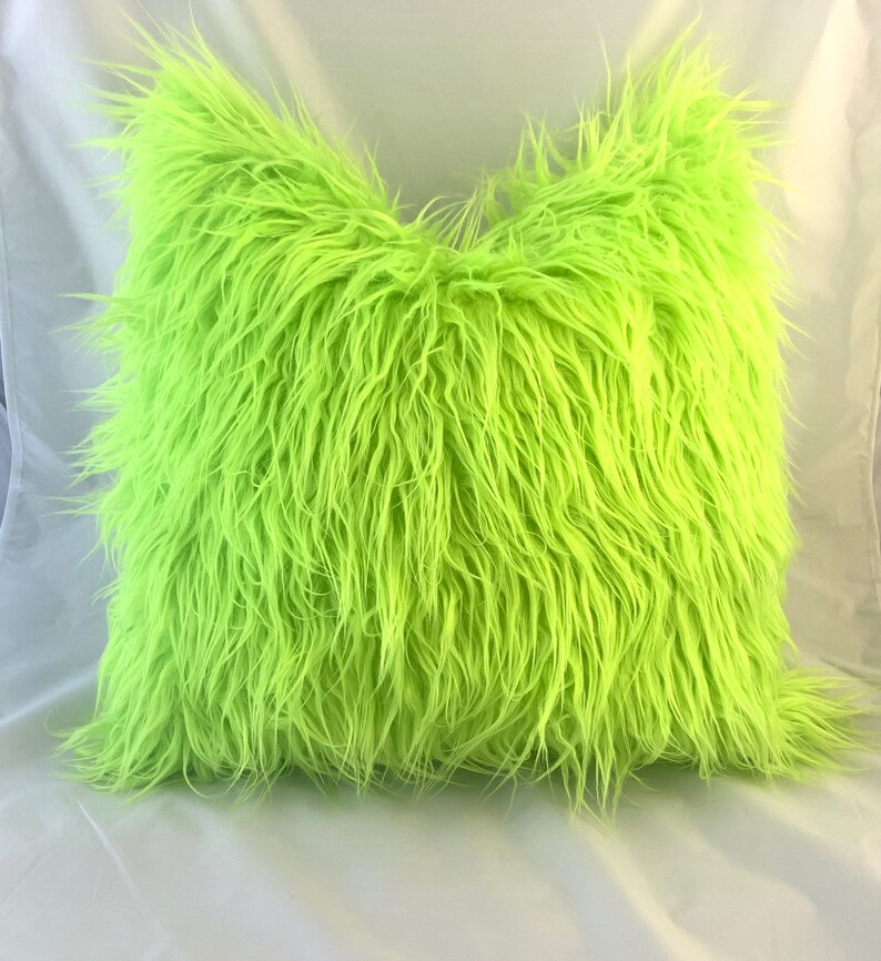 Lime Green Pillow Cover Lime Faux Fur Pillow Lime Decorative Etsy UK
