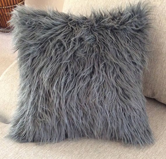gray fur body pillow