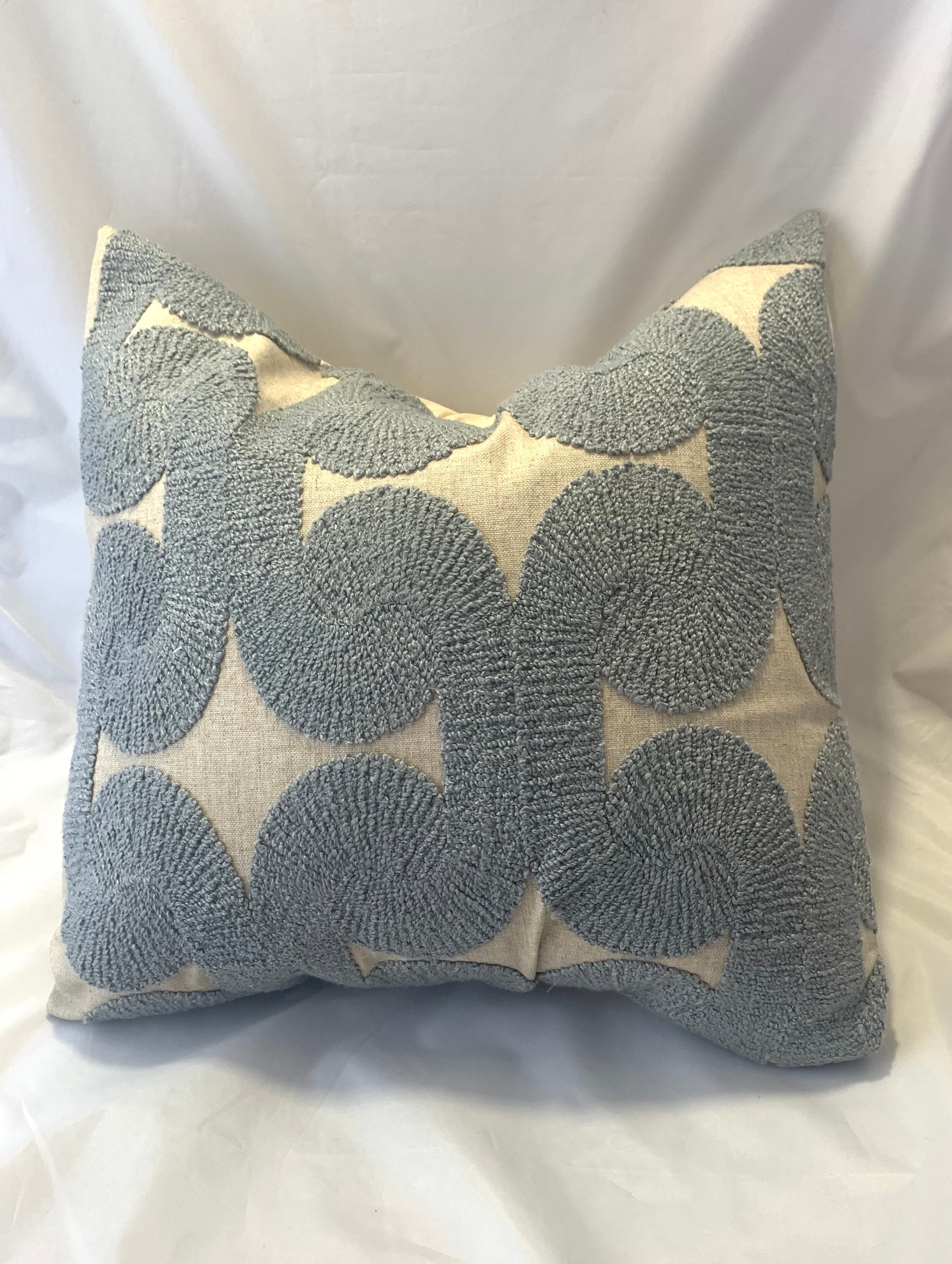 Blue Linen Pillow Cover, Linen Pillow Case, Raise Blue Chenelle Throw