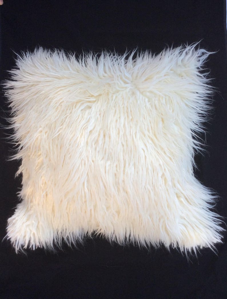 White Faux Fur Pillow Cover Mongolian Fur Pillow White Etsy