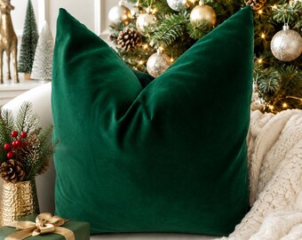 velvet green pillow cover - Christmas green Velvet pillow cover - Emerald Green pillow -velvet pillow cover-velvet cushionHome Decor