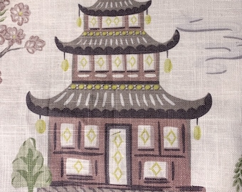 Capa de almofada asiática, almofada de linho, capa de pagode, decoração chinoiserie, almofada japonesa Capa oriental, almofada chinesa, tecido por Jaclyn Smith Home