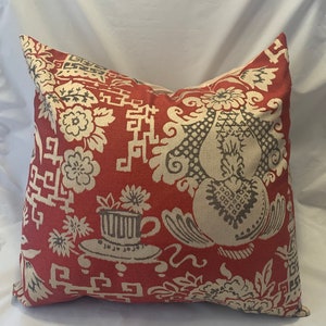 Asiatische rote Koralle Kissenbezug, rote Koralle Kissenbezug, Chinoiserie Dekor, japanisches Kissen, orientalisches Kissen, chinesisches Kissen, asiatisches Kissen