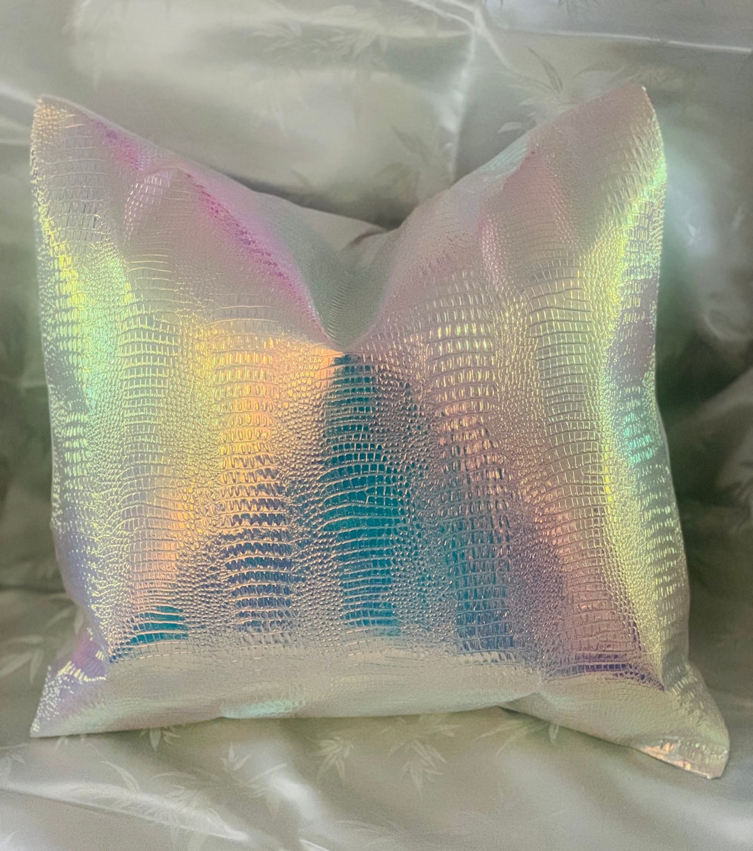 White Faux Leather Pillow Covers Metallic Faux Leather Etsy