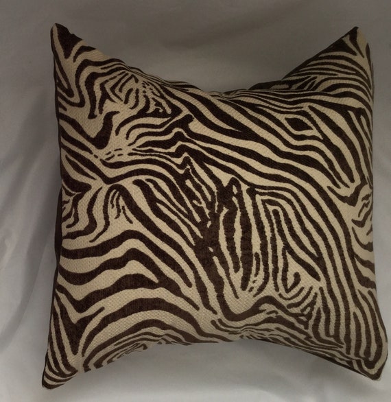 Animal Print Pillow Zebra Pillow Cover Raise Chenille Brown Etsy