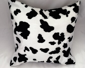 Cow Print Pillow, Animal Print, Throw Pillow, Black and White pillow cover, Farmhouse pillow, Rustic Pillow, Cowboy Pillow cover