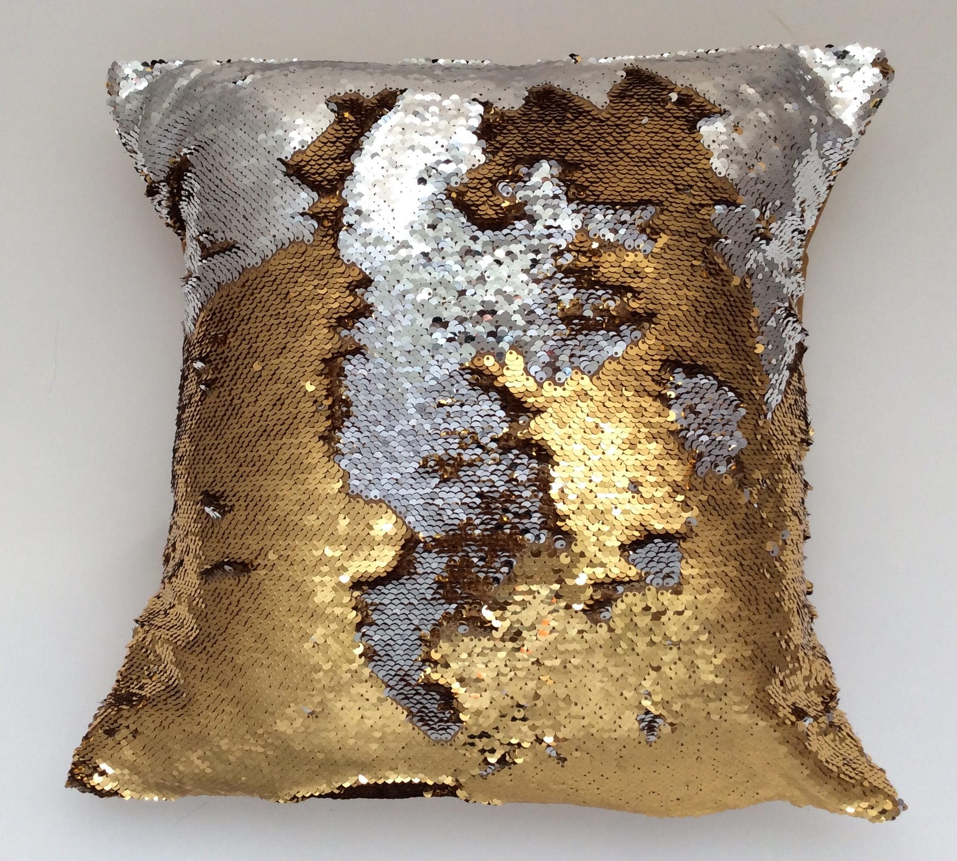 reversible sequin cushion